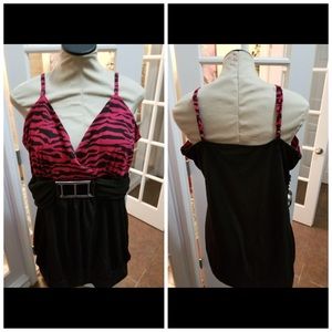 Zebra belted top, spaghetti strap shirt